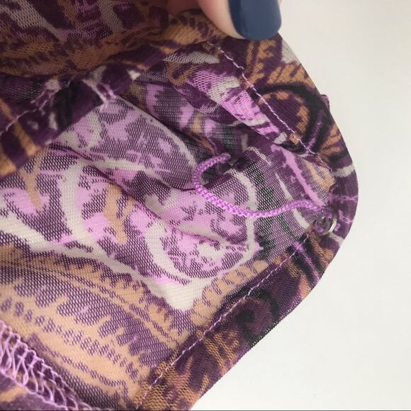 INC International Concepts Top Womens Medium Beaded Purple Paisley Semi Sheer - Picture 7 of 11